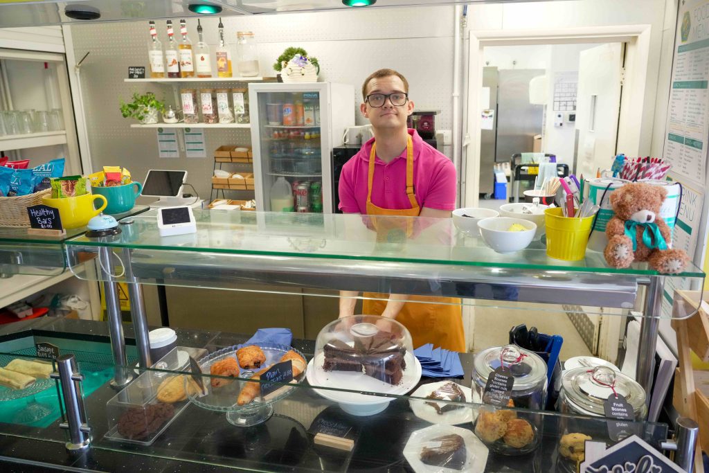 Hive Helper Andrew at the Hive servery