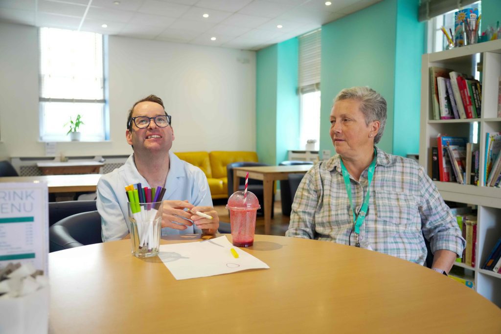 Harry enjoying a visit to The Hive with his Support Worker